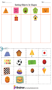 Sorting Objects by Shapes Worksheet