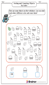 Coloring Objects and Sorting and Counting Them by Color Worksheet