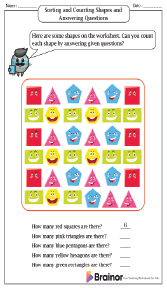 Sorting and Counting Shapes and Answering Questions Worksheet