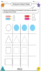 Tracing and Coloring 2D Shapes Worksheet