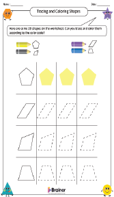 Tracing and Coloring Shapes Worksheet