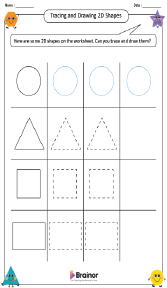 Tracing and Drawing 2D Shapes Worksheet