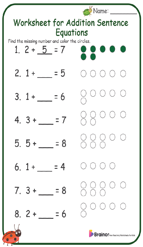 15+ Addition Sentence Worksheet | Free Printable