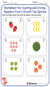 Worksheet for Counting and Circling Numbers from 1-10 with Two Options