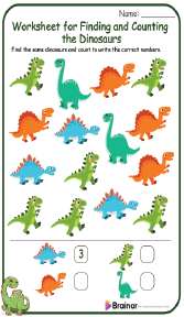 Worksheet for Finding and Counting the Dinosaurs