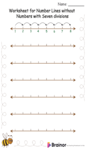 Worksheet for Number Lines without Numbers with Seven divisions