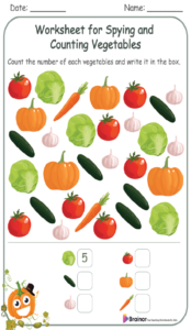 Worksheet for Spying and Counting Vegetables 