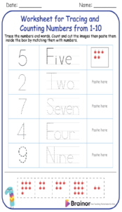 Worksheet for Tracing and Counting Numbers from 1-10