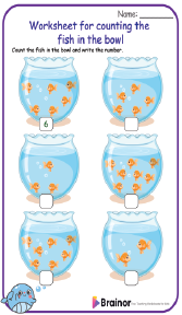 Worksheet for counting the fish in the bowl