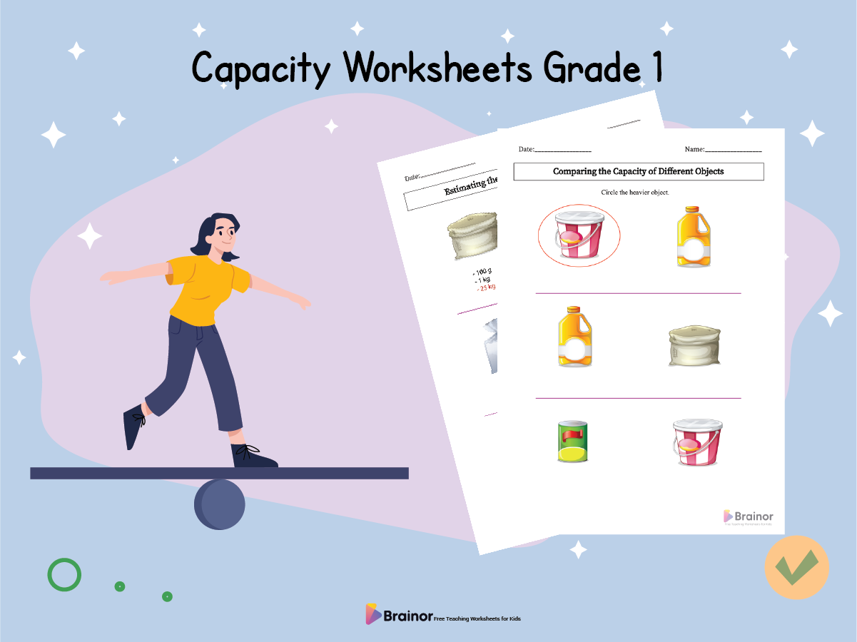 capacity worksheets grade 1