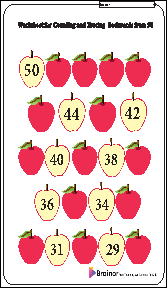 counting backwards from 50 worksheets