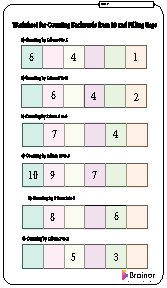 counting backwards from 10 worksheets