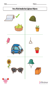 Put a Tick Beside the Lightest Objects in the Heavy and Light Worksheet