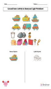 Cut and Paste Activity in Heavy and Light Worksheet