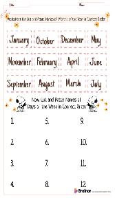 Worksheet for Cut and Paste Names of Months of the Year in Correct Order