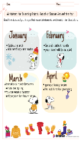 Worksheet for Growing Fruits and Flowers in Various Months Around the Year