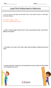 Length Word Problems Based on Subtraction