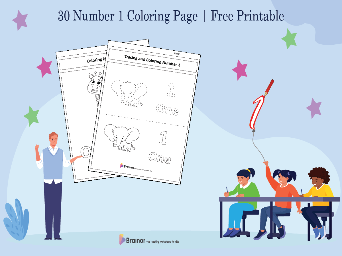 number 1 coloring page - overview