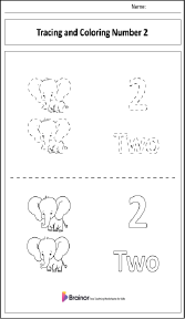 Tracing and Coloring Number 1 Worksheet