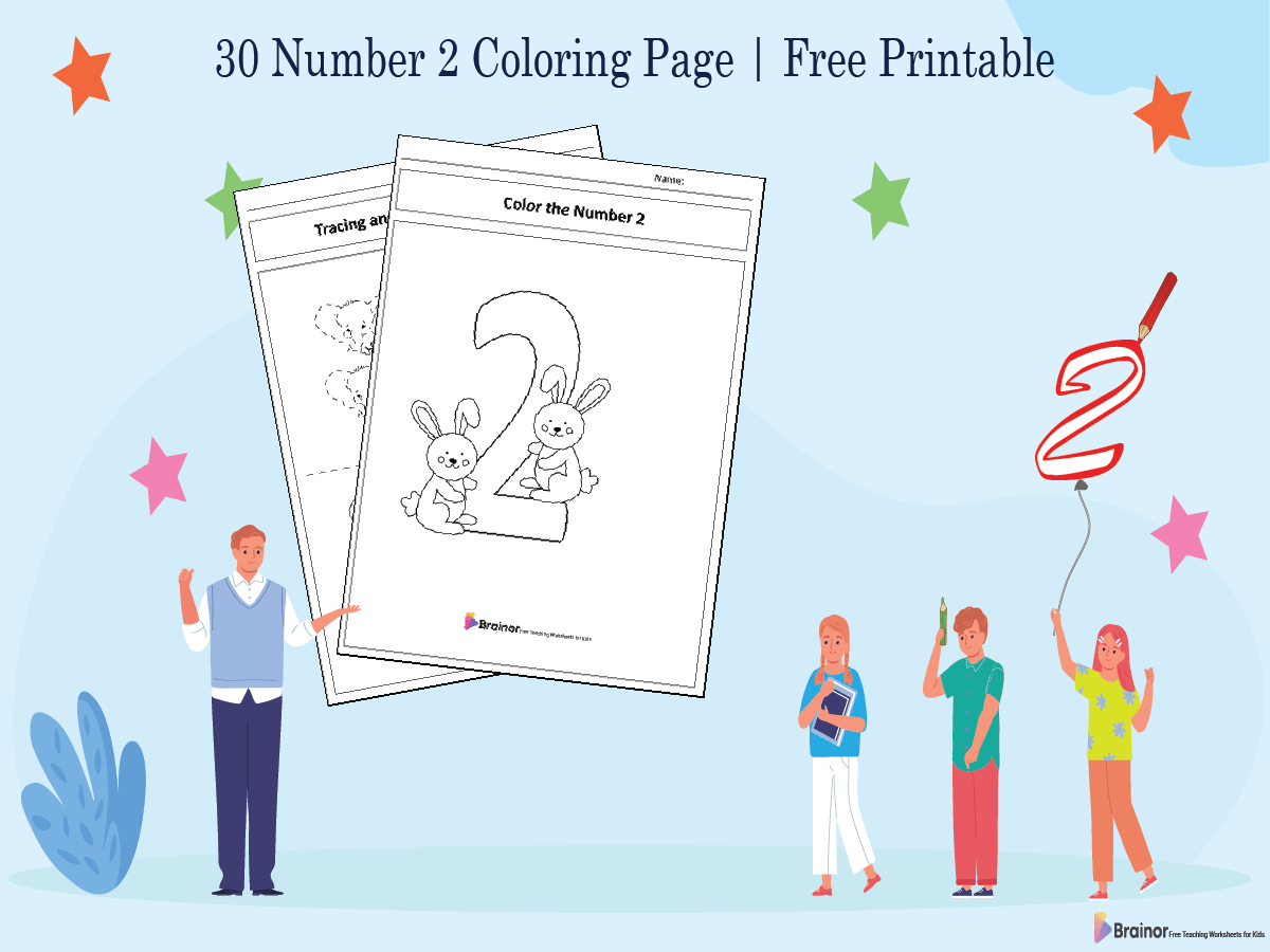 number 2 coloring page - overview