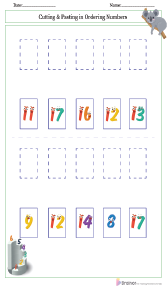Cutting & Pasting in ordering numbers to 20 worksheet