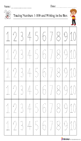 Tracing Number 1–100 and Writing in the Box Worksheet
