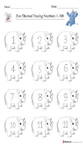 Zoo-Themed Tracing Number 1–100 Worksheet