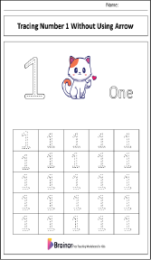 Tracing Number 1 Without Using Arrow Worksheet
