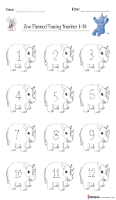 Zoo Themed Tracing Numbers 1–50 PDF Worksheet