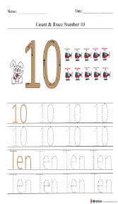 Count and Trace Number 10 Worksheet