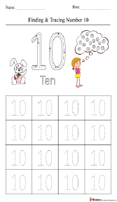 Finding and Tracing Number 10 Worksheet