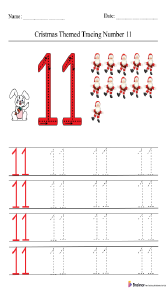 Christmas-Themed Tracing Number 11 Worksheet