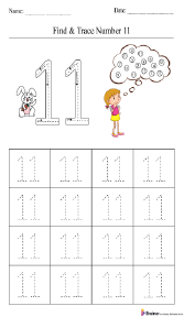 Finding and Tracing Number 11 Worksheet