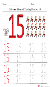 Christmas-Themed Tracing Number 14 Worksheet