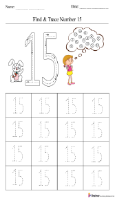 Finding and Tracing Number 14 Worksheet