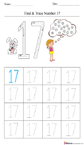 Finding and Tracing Number 17 Worksheet