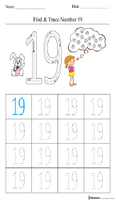 Finding and Tracing Number 19 Worksheet