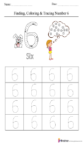 Finding, Coloring and Tracing Number 6 Worksheet