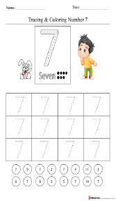 Tracing and Coloring Number 7 Worksheet