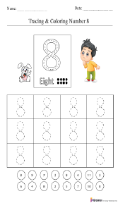 Tracing and Coloring Number 8 Worksheet