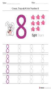 Count, Trace, and Color Number 8 Worksheet