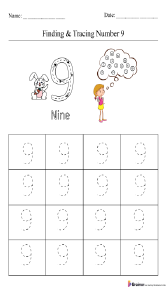 Finding and Tracing Number 9 Worksheet