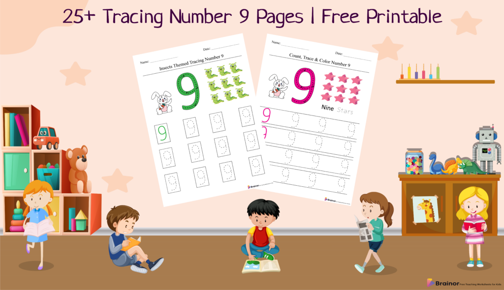 25+ Tracing Number 9 Pages | Free Printable