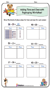 Adding Tens and Ones with Regrouping Worksheet