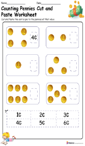 Counting Pennies Cut and Paste Worksheet