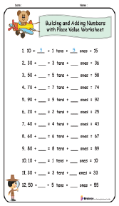 Building and Adding Numbers with Place Value Worksheet