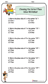 Choosing the Correct Place Value Worksheet