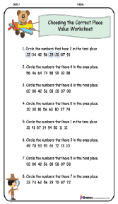 Circling Correct Digit from Place Value Worksheet
