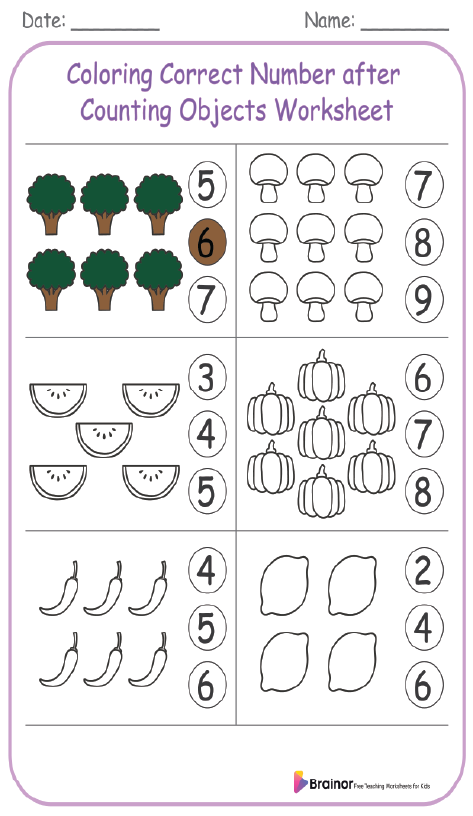 30 Free Count and Color Worksheets