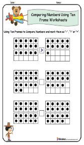 Comparing Numbers Using Ten Frame Worksheets